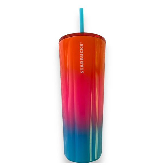 Starbucks 2023 Ombre Gradient Sunset Cold Cup 24oz Stainless Steel Tumbler - Picture 3 of 12